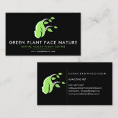 Pflanze Gesicht Natur Vegan Schwarz Visitenkarte (Vorne/Hinten)