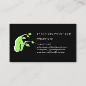 Pflanze Gesicht Natur Vegan Schwarz Visitenkarte (Rückseite)
