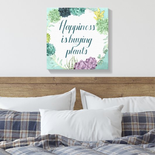 Pflanze Glück | Happines kauft Pflanze Leinwanddruck (Insitu (Schlafzimmer))