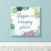 Pflanze Glück | Happines kauft Pflanze Leinwanddruck (Insitu (Holzboden))
