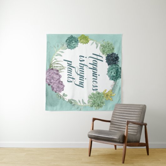 Pflanze Glück | Happines kauft Pflanze Wandteppich (Beispiel (Horizontal))