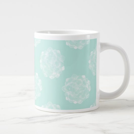 Pflanze Glück | Pastel Sukkuläres Muster Jumbo-Tasse (Rechts)