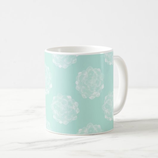 Pflanze Glück | Pastel Sukkuläres Muster Kaffeetasse (VorderseiteRechts)