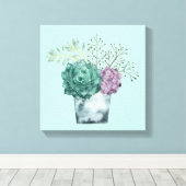 Pflanze Happy Collection | Sukkulturen Leinwanddruck (Insitu (Holzboden))