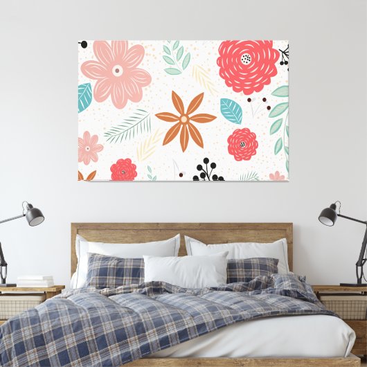 Pflanze Hintergrundmuster Stretched Canvas Print Leinwanddruck (Insitu (Schlafzimmer))