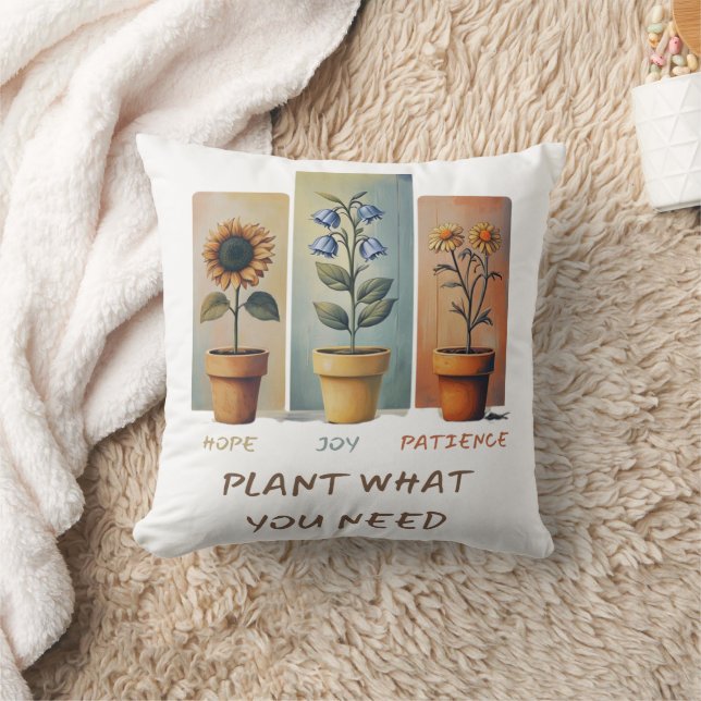 Pflanze Hope Joy Patience Pillow - Grow Positivity Kissen (Decke)