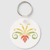 Pflanze Illustration Gelborange Grün Schlüsselanhänger (Vorderseite)