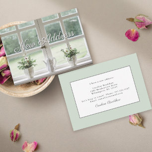 Pflanze im Fenster Neue Adressenbenachrichtigung Ankündigung