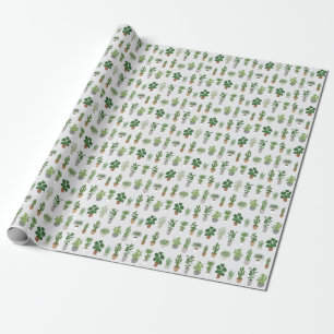 Pflanze im Haus, Vintages Doodmuster Geschenkpapier