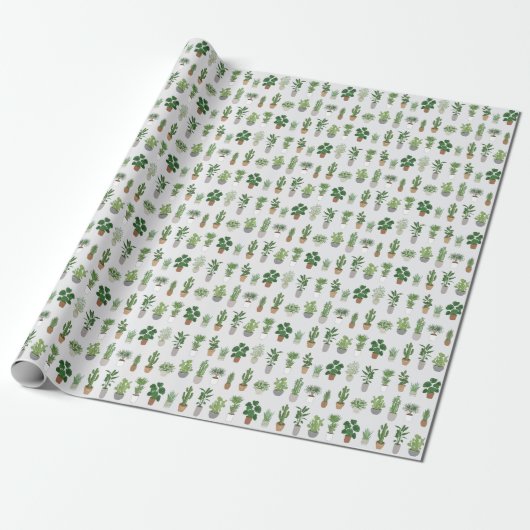 Pflanze im Haus, Vintages Doodmuster Geschenkpapier (Ungerollt)