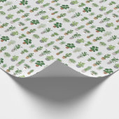 Pflanze im Haus, Vintages Doodmuster Geschenkpapier (Ecke)