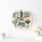 Pflanze im niedlichen Haus: bunt botanisch. Große Wanduhr (Zuhause)