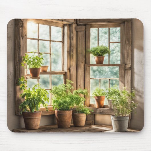 Pflanze im sonnigen Bauernhaus Mousepad (Vorne)