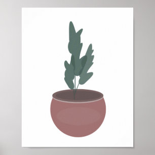 Pflanze im Ton topf grüne Blattwandkunst Poster