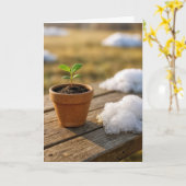 Pflanze im Topf mit Schnee Karte (Gelbe Blume)