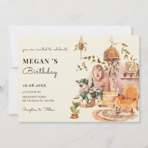 Pflanze im Wasserfarbenbohenhaus Geburtstag Einladung