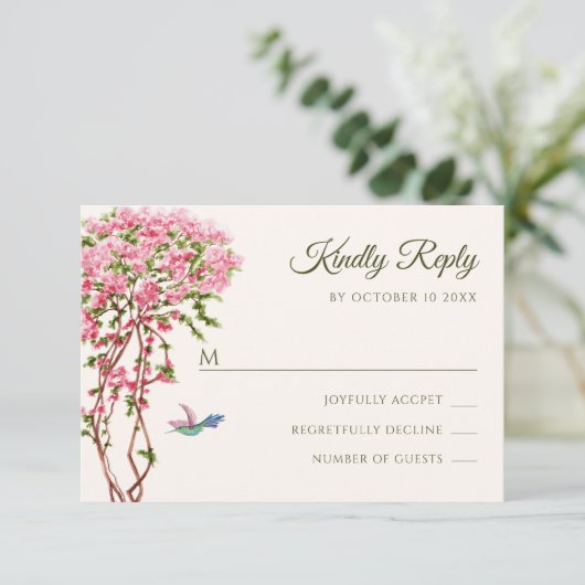 Pflanze in Aquarellfarbe RSVP Karte (Stehend Vorderseite)