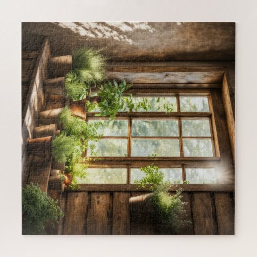 Pflanze in einem sonnigen Fenster Puzzle (Horizontal)