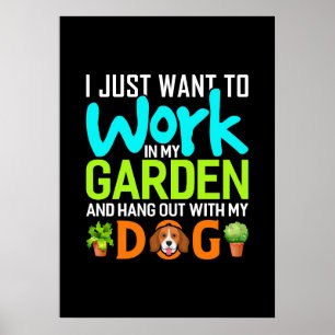 Pflanze in meinem Garten mit meinem Hund Poster