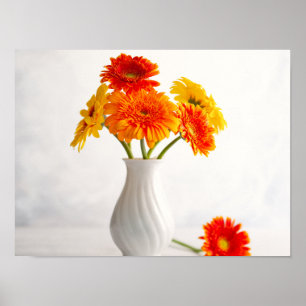 Pflanze in Weißvase-Foto Poster