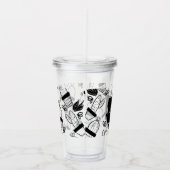 Pflanze Kakteen Doodles Handzeichenname Monogramm Acryltrinkbecher (Rechts)