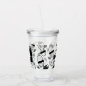 Pflanze Kakteen Doodles Handzeichenname Monogramm Acryltrinkbecher (Links)