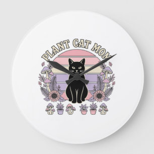 Pflanze Katze Mama Katze Pflanzen Cottagecore Vint Große Wanduhr
