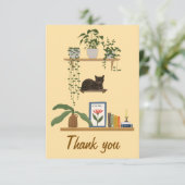 Pflanze, Katzen und Bücher - Katzen als Bücher Dankeskarte (Stehend Vorderseite)