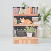 Pflanze, Katzen und Bücher - Katzen als Bücher Dankeskarte (Stehend Vorderseite)