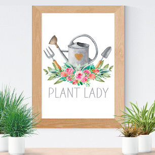 Pflanze Lady Boho Watercolor Gardener Spaß Chic Poster