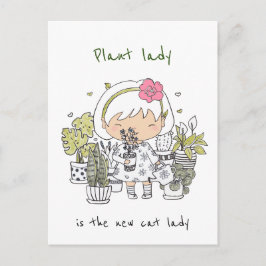 Pflanze Lady ist die neue Katze Lady / Kawaii Postkarte