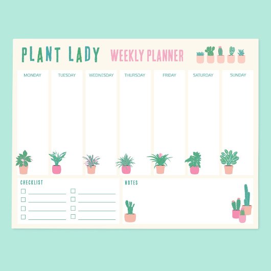 Pflanze Lady Weekly Planner Notizblock