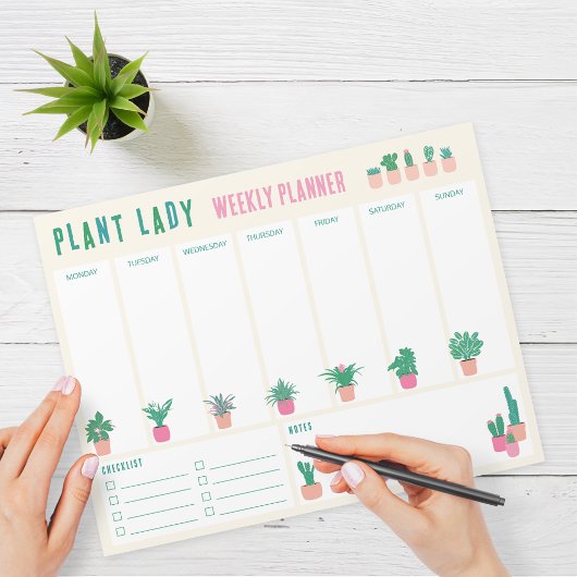 Pflanze Lady Weekly Planner Notizblock