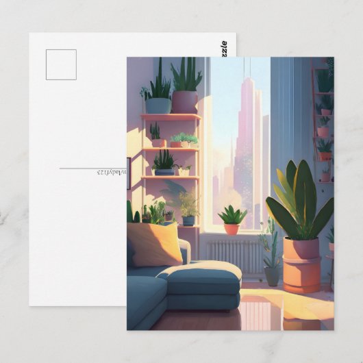 Pflanze Lover Apartment, Postüberquerung Postkarte (Vorne/Hinten)