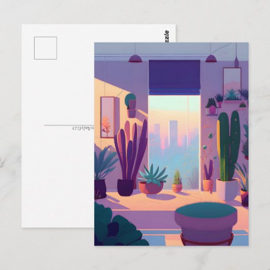 Pflanze Lover Apartment, Postüberquerung Postkarte (Vorne/Hinten)