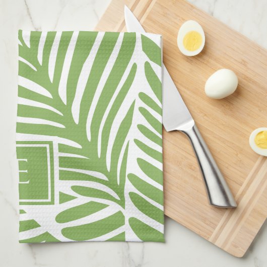 Pflanze Lover für das mongram Leaf-Muster Geschirrtuch (Viertel Falte)