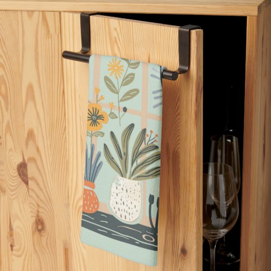 Pflanze Lover gepunktete Pflanze auf Fensterfläche Geschirrtuch (Drittel gefaltet)