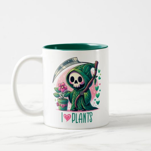 Pflanze Lover Grim Sensenmann Kaffee Tasse (Links)
