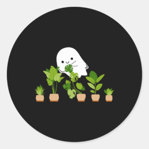 Pflanze Lover Niedliche Halloween-Ghost-Geschenk Runder Aufkleber