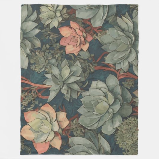 Pflanze Lover Succulents Gartenmuster Fleecedecke (Vorderseite)