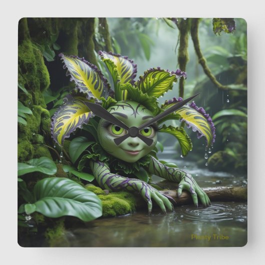 Pflanze Lover-Uhr Quadratische Wanduhr (Vorderseite)