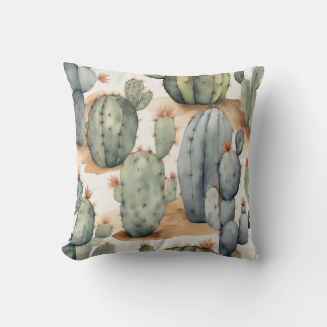 Pflanze Lover's Paradise Cactus Watercolor Kissen (Vorderseite)