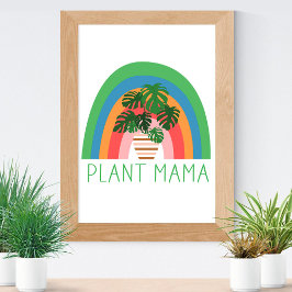 Pflanze Mama Boho Rainbow Garden Monstera Blätter Poster