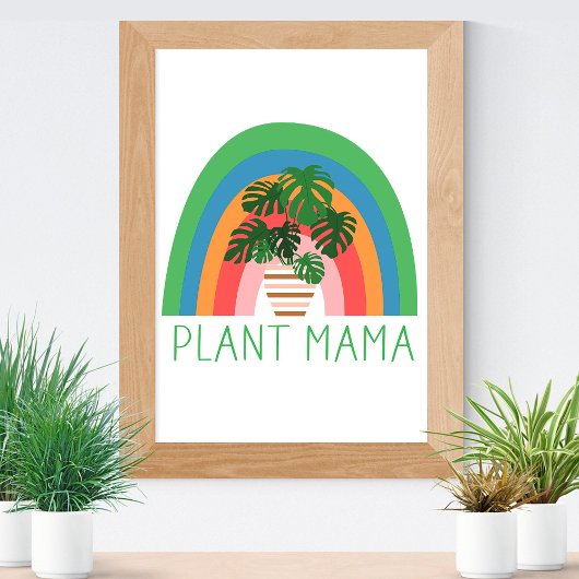 Pflanze Mama Boho Rainbow Garden Monstera Blätter Poster