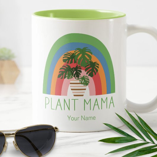 Pflanze Mama Boho Rainbow Garden Monstera Blätter Zweifarbige Tasse
