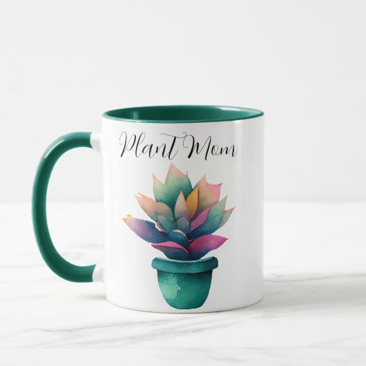 Pflanze Mama Farbenfrohe Wasserfarbe Pflanze Tasse (Links)