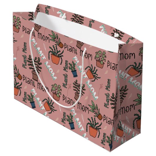 Pflanze Mama Geschenktasche Große Geschenktüte (Rückseite Schrägansicht)