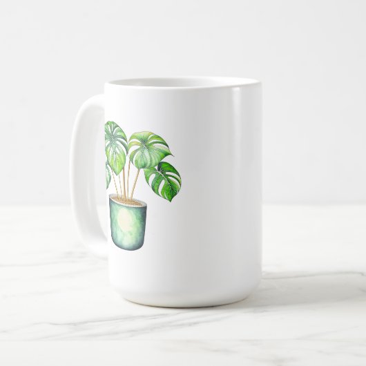 Pflanze Mama | Monstera Pflanze Kaffeetasse (Vorderseite Links)