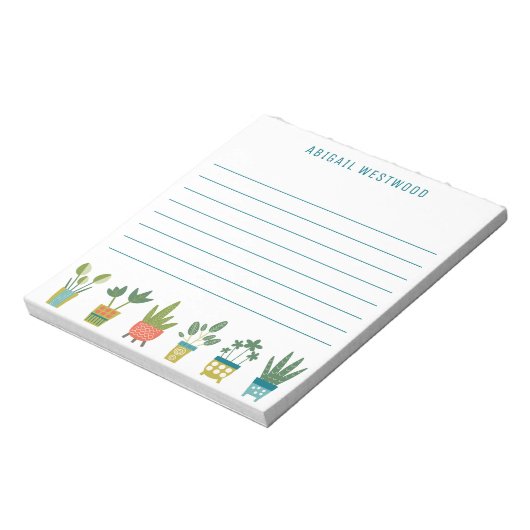 Pflanze Mama Pflanze Personalisiert Name Notizblock (Rotiert)