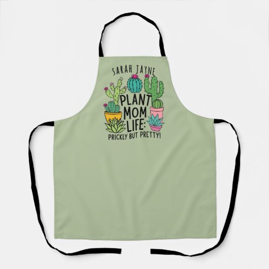 Pflanze Mama Prickeln, aber Hübsche Seite Grüne Sc Schürze (Vorderseite)